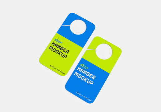 Modern Door Hanger Tag Mockup Template for Room