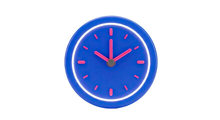 Blue and Pink 3D Clock with Neon Ring