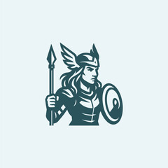 Modern Valkyrie Goddess Logo