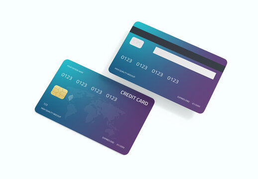 Modern Credit Card Mockup Showing Front and Back Side