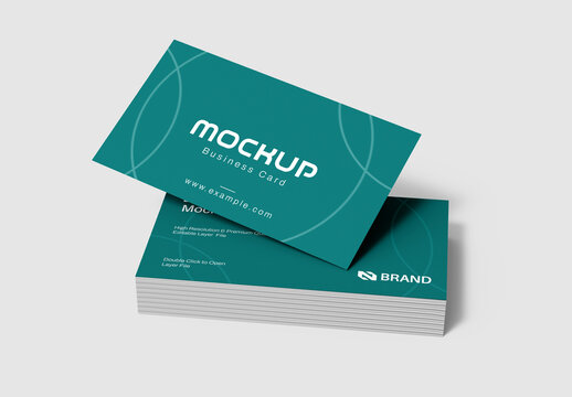 Realistic Stacked Business Card Mockup