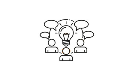 Group Discussion with Lightbulb Idea Concept.