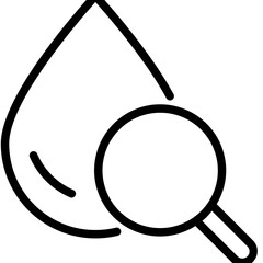 blood drop icon with magnifying glass.