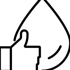 a flat line icon that represents water quality approval or hydration recommendations.