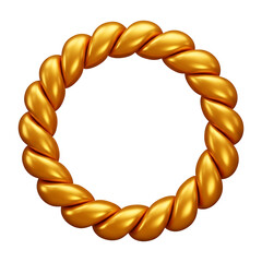 Obraz premium Glossy 3D gold twisted rope circle on transparent background, metallic braided ring, luxury design