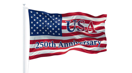 Obraz premium USA flag displays 250th anniversary message, AI, PNG