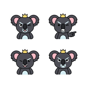 Koala Emoji Set with Different Emotions and Crown