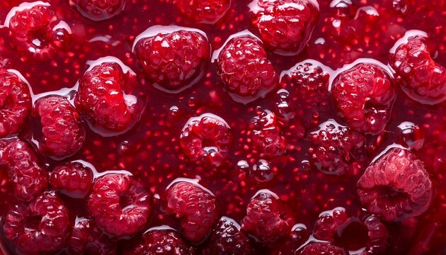 Beautiful Glare Texture Of Raspberry Jam Closeup Food Background