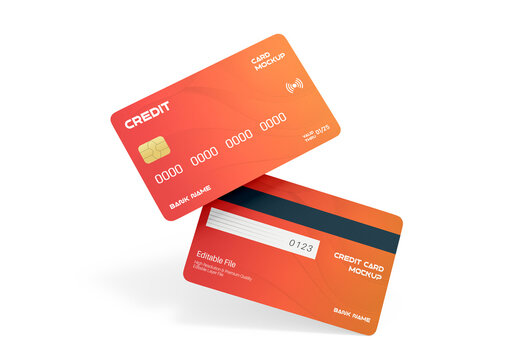 Realistic Banking Credit Card Mockup with Front and Back View
