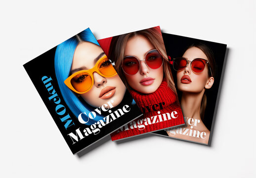 Fashion Magazine Covers Mockup with Stylish Female