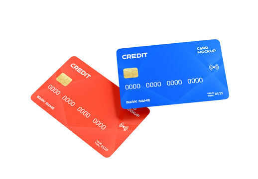 Floating Credit Card Mockup for Fintech Branding