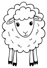 Obraz premium Cartoon sheep illustration in black and white