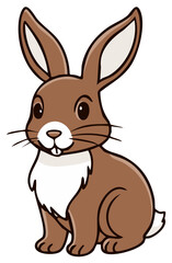Obraz premium Cartoon illustration of a cute brown bunny rabbit in a sitting pose, perfect for Easter.