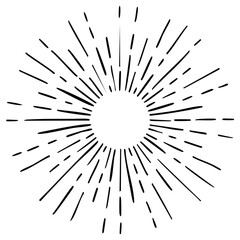 Obraz premium Hand-drawn sunburst radiating from center explosion burst starburst lines bright light.