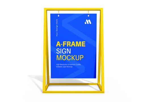 Modern A Frame Sign Stand Mockup for Outdoor Poster Advertising