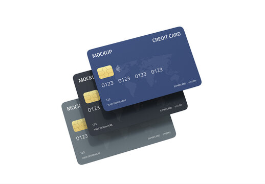 Floating Credit Card Mockup Template for Banking Branding