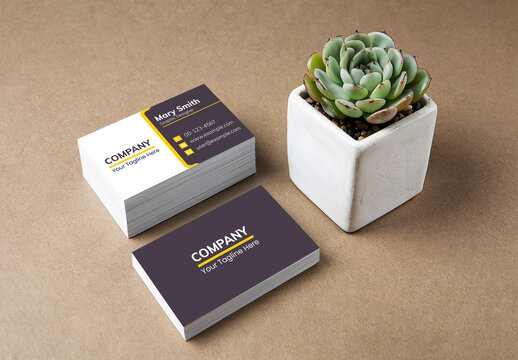 Realistic Business Card Stack Mockup