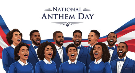 People singing on National Anthem Day in the United States, performing The Star Spangled Banner.