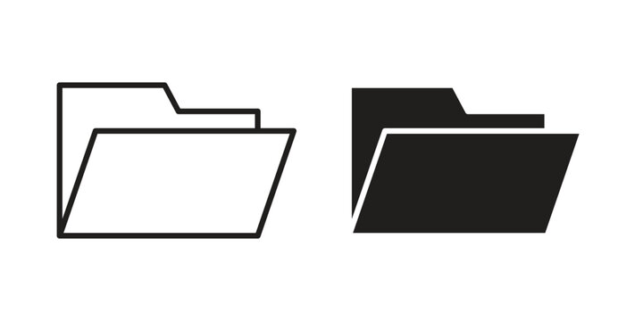 File Folder icon design silhouette and line art style on white background
