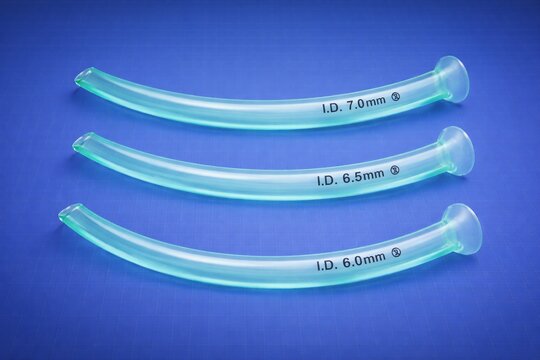 A nasal airway device used for maintaining patient airflow during anesthesia or emergencies, essential for airway management, respiratory support, and medical training in clinical settings.