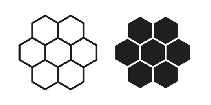 Honeycombs icon in black solid style. linear symbol.