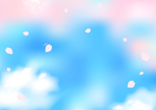 桜の花びら舞う空の背景