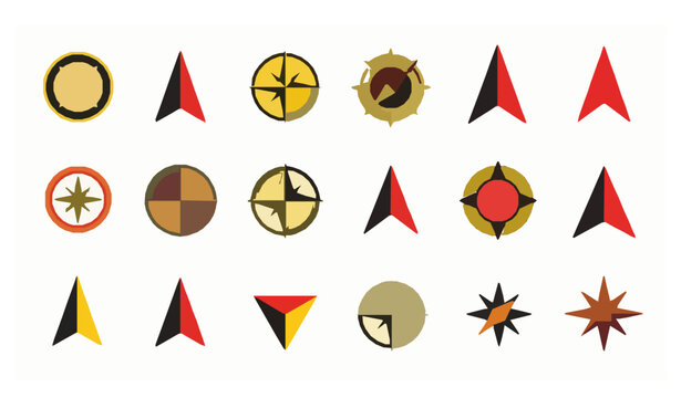 Compass rose navigation arrow vector icon collection