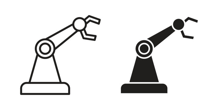 Mechanical arm icon in black solid style. linear symbol.