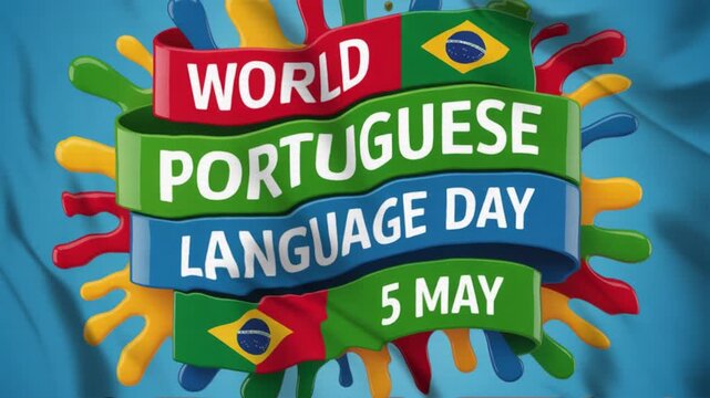 Featuring World Portuguese Language Day in a waving flag style, Great for opening videos, campaign videos, greetings