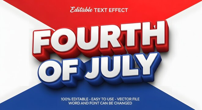 Fourth of july editable text effect in vector format