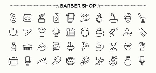 Hair Salon icon set. Featuring care, salon, relax and more. Beauty Parlour icon set in linear style. Minimal icons pack. Editable vector art.