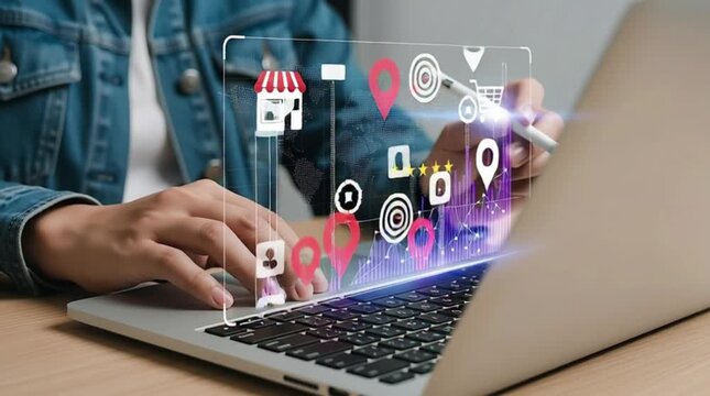 Digital Marketing Strategy, Business Growth, Online Engagement, Laptop Usage, Modern Workspace, Innovative Tools