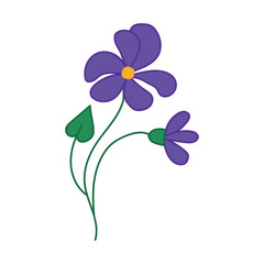 Beautiful purple flower. Stylized pansy flower. Isolated on a white background.