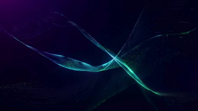 Abstract glowing lines intersecting in dark space