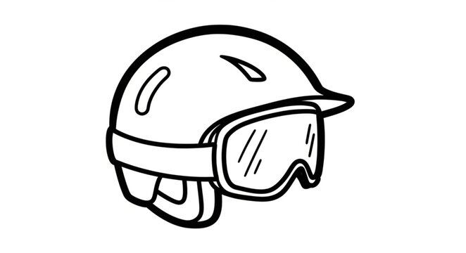 Simple Line Drawing of Ski Helmet.