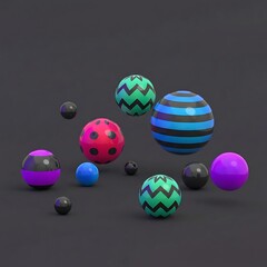 colorful balls with different patterns floating in air