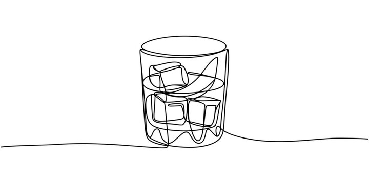 Continuous one line drawing of cocktail negroni isolated on white background. Alcoholic cocktail drink in modern style thin line. Vector illustration
