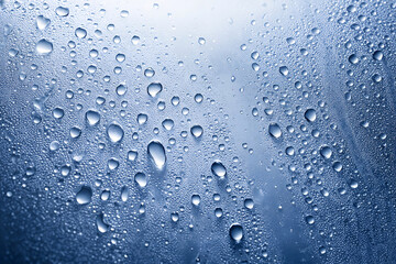 매크로 클린 디테일의 유리 표면 결로 물방울 텍스처 배경