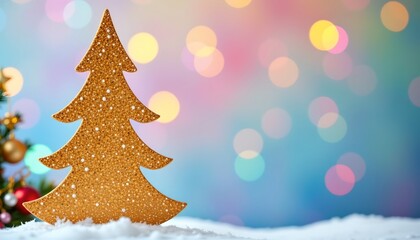 Gold Glitter Tree Silhouette with Bokeh