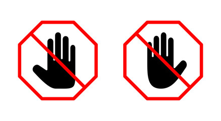 Obraz premium Stop icon symbol for apps and websites. stop road sign. hand stop sign and symbol. Do not enter stop red sign with hand
