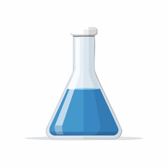 Medical laboratory vector icon of a flask with blue liquid isolated on a clean background, symbolizing scientific research and health experiments in a business setting