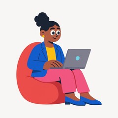 Person working on laptop illustration.