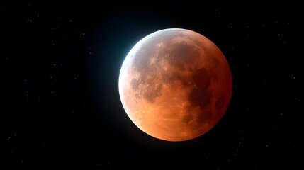 Fototapeta premium Blood moon lunar eclipse isolated on black night sky astronomical phenomenon concept