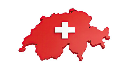 Fototapeta premium 3D Map of Switzerland with Swiss Flag Cross