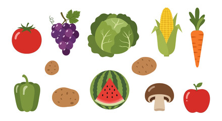 Fresh vegetables and fruits colorful assortment of healthy food for nutrition