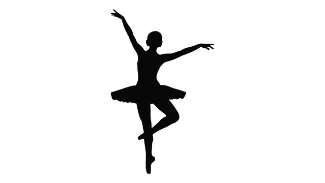 A silhouette of a dancer in a graceful pose isolated on white background, Vector