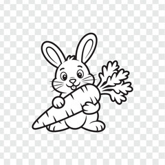 Obraz premium Cute Bunny with Carrot A charming illustration of a bunny holding a vibrant carrot, perfect for adding a touch of sweetness and whimsy to any project.