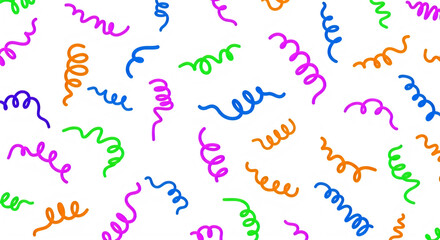 Colorful curly ribbons in various colors isolated on transparent background