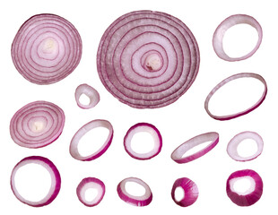 Onion rings set isolated on white background