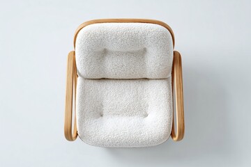 Obraz premium Modern White Armchair with Wooden Frame, Comfortable Seating, Minimalist Design